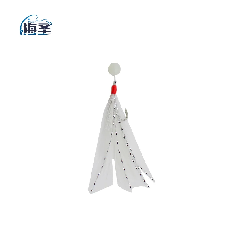 flash feather white feather Sabiki Fishing Rigs Bait Lures Freshwater Saltwater Sea Feather Hooks 6 pcs  Sabiki Rigs