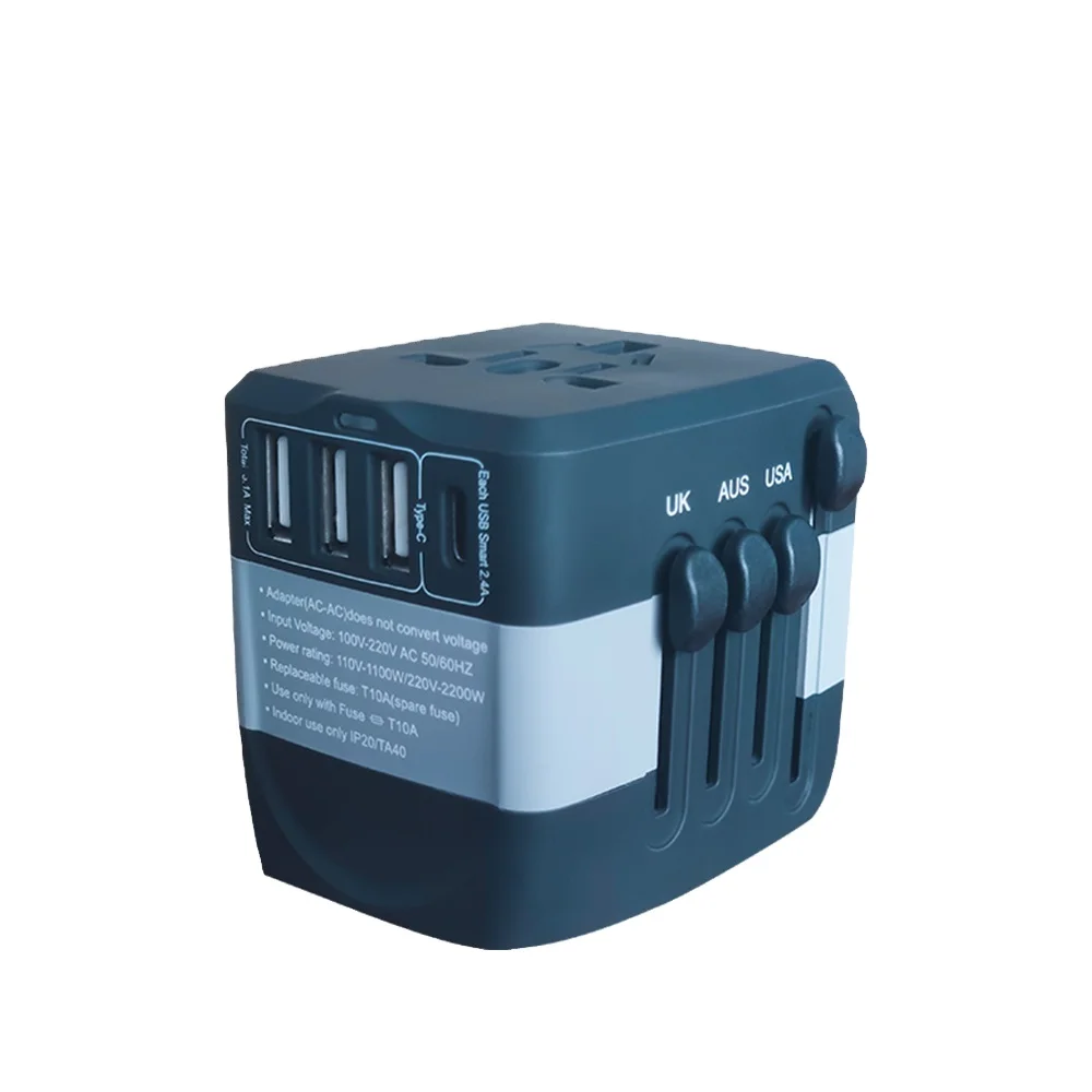 Newest Type C 3A fast USB chargers 10A Fuse Portable World Travel Adapter 5V Adaptor Multi Plug Outlet