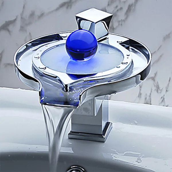 
Hot Sale Luxury Intelligent Glow Waterfall Taps Colorful Light Led Faucet For Bathroom Restroom Vessel Basin Sink Manufacturer 