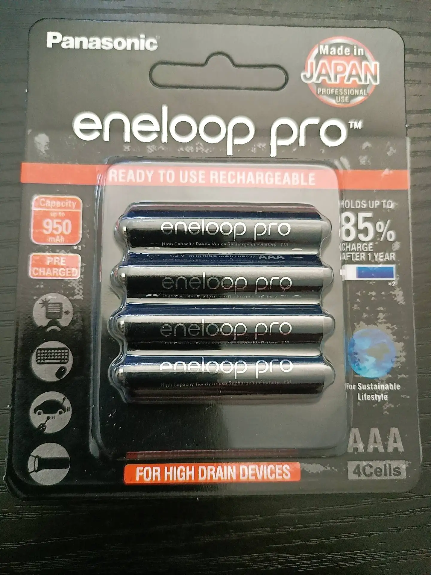 AAA Size 1.2v 950mAh AAA Rechargeable Battery NI-MH Battery Cells For Eneloop pro (black)