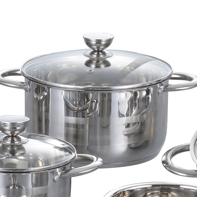 Home Cooking Stainless Steel Pan And Pots Non Stick Cookware Sets With Glass Lid