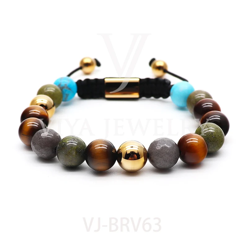 Wholesale Handmade Bead Stone Bracelet Fashion Agate Stone Lava  Bracelet