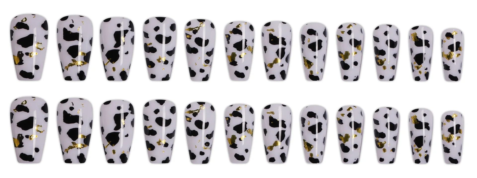 Custom design cow print long ballet false nail tips handmade full cover designer acrylic press on nail for holiday