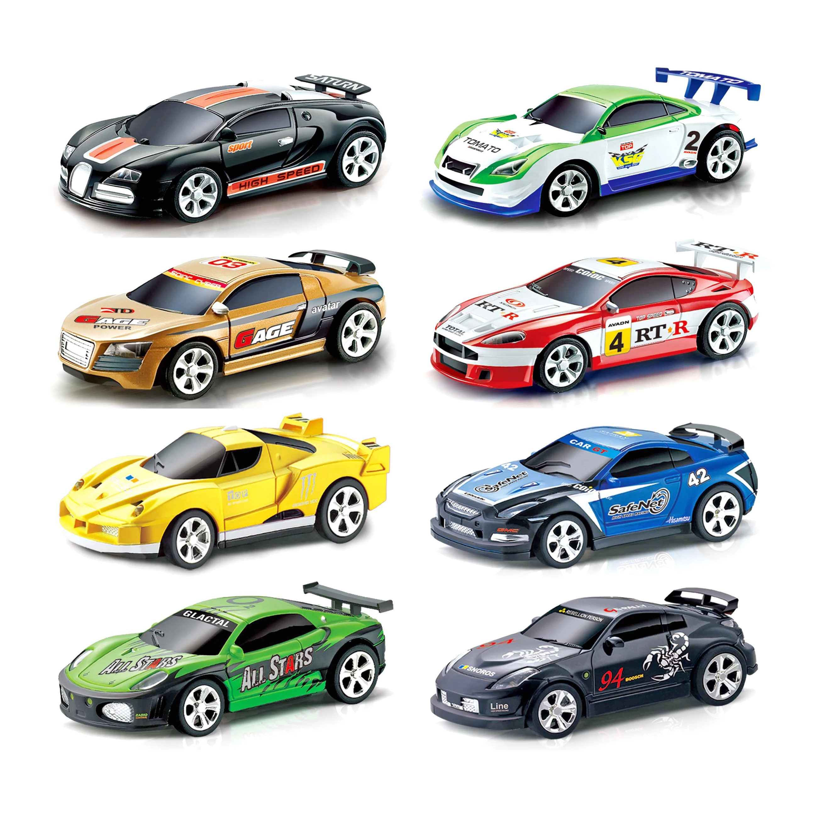 2021 NEW arrival rc toys 2.4G 1:58 4-ch mini remote control car with light 8 style mixed Toys to carry around