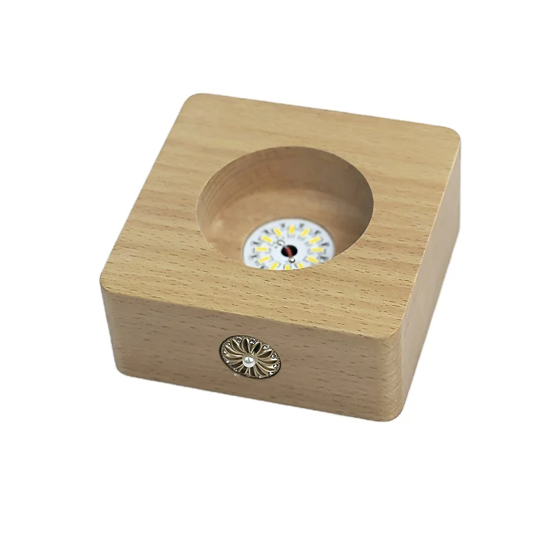 Wireless Led Flower Lamp Square Solid Wood Crystal Oem 3d Night Led Light Lamp Base With Acrylic