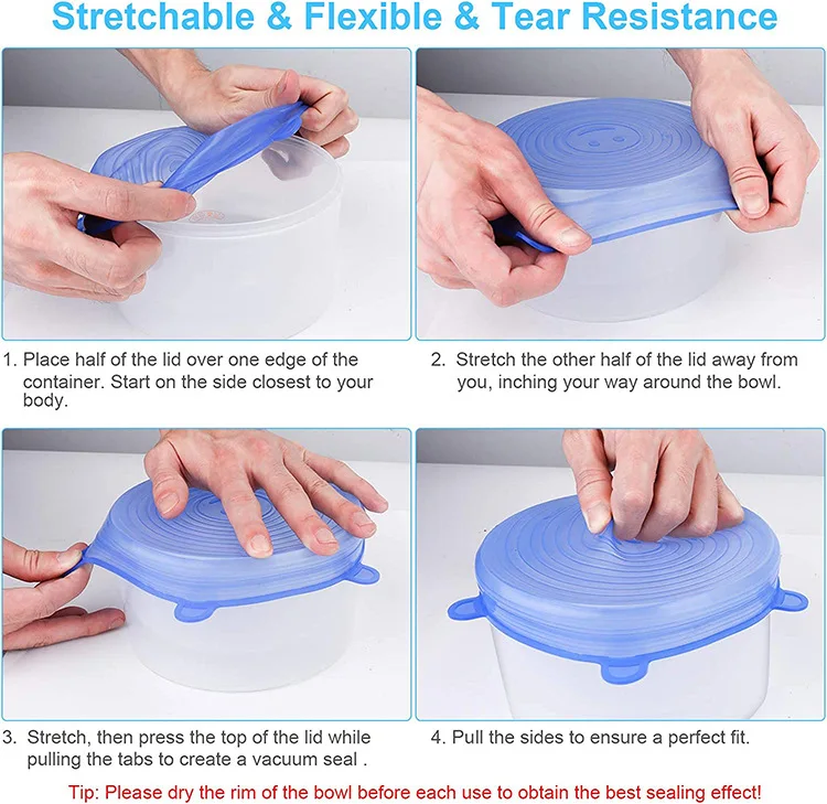 Various Size Food Cover Stretch Customized Logo Cups Personal Care Universal Kitchen Silicone Lids Provided Freely