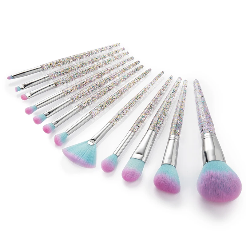 GRACEDO Premium Synthetic Fan Foundation Powder Kabuki Brushes Concealer Eye Shadows 12 PCS Bling Makeup Brushes Set