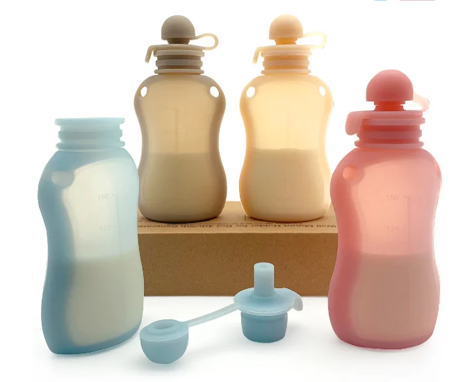 2024 Hot Sell BPA Free Silicone Reusable Cooler Insulated Bags Sterilized Milk Storage Baby Silicone Breast Milk Storage Bag