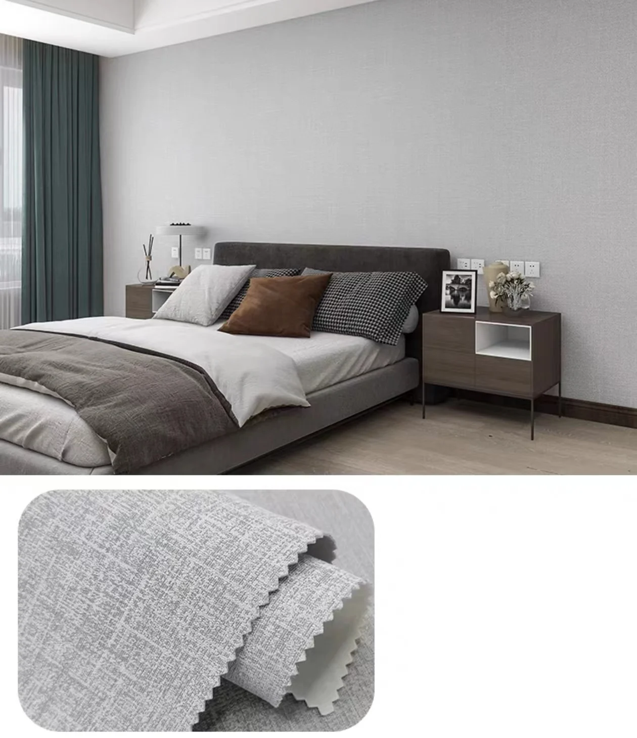 Modern light luxury wall cloth high-precision jacquard wall fabric solid color bedroom living room TV wall background wallpaper