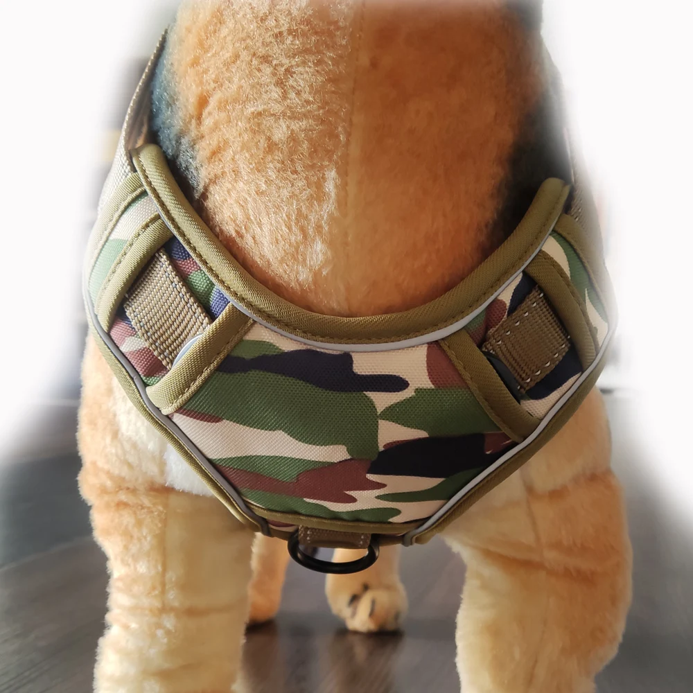 Manufacturer Customized Logo Nylon Adjustable Pet Chest Strap Reflective Tactical Dog Harness Vest