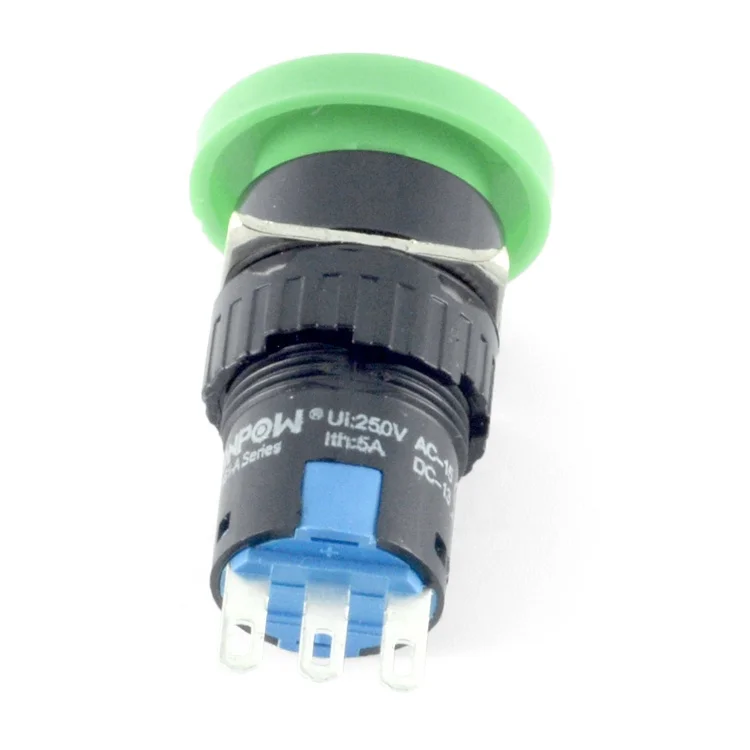 ONPOW 16mm illuminated momentary mushroom head push button switch(LAS1-AY-11M/R/12V) (Dia. 16mm)(CE,CCC,ROHS,REECH)