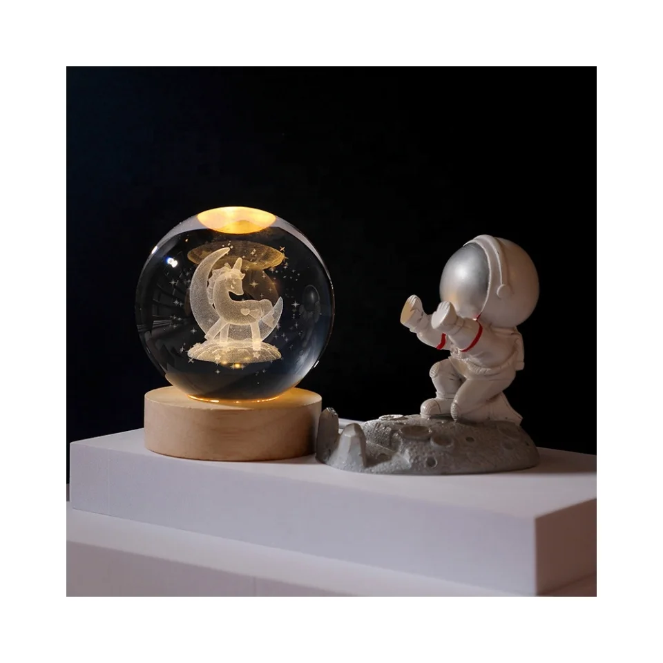 2.35-Inch Magical 3D Saturn Night Light Carved 60mm Crystal Globe Kids Bedroom Decor Teens Space Decor Birthday Gift Decolamp