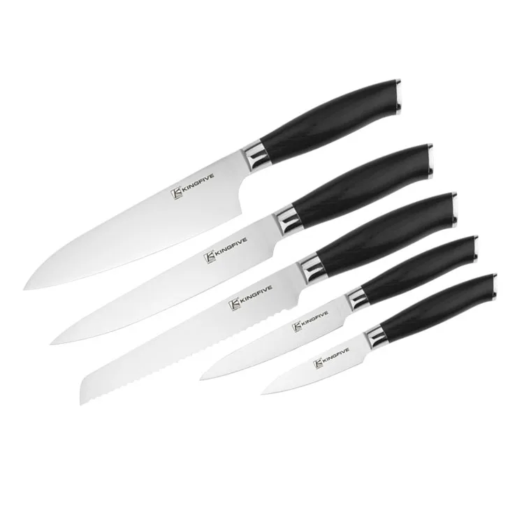 6pcs kitchen knife set german steel knife sets with block kitchen