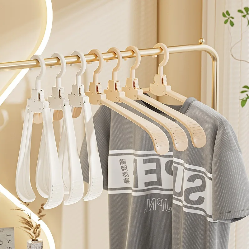 Portable Adult T-shirt Plastic Hanger New Pp Material Push-type Folding Wide Shoulder Storage Travel Wardrobe Magic Clothing