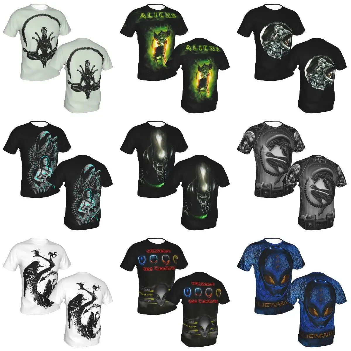 Custom 3D printed alien leisure sports T-shirt Cartoon Image Character Alien T shirt Doll Hand Office Hot Sale