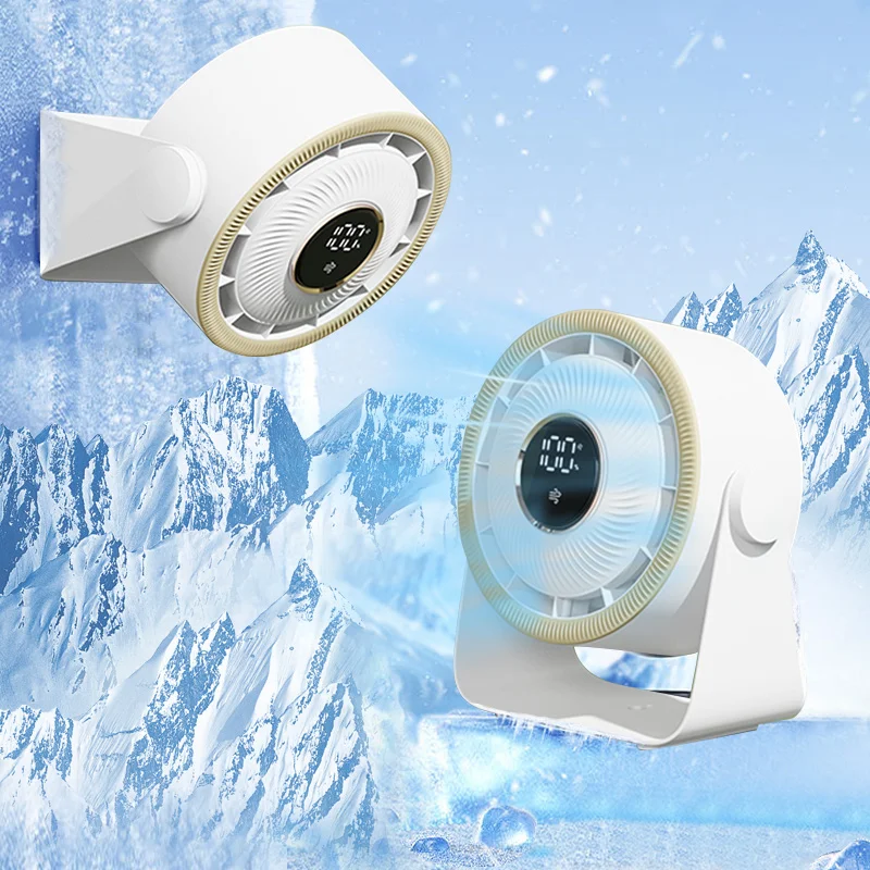Hanging Mini Fan Ice Cool Adjustable Wireless Rechargeable Portable Standing Table Fan With LED Smart Display Wall mounted fan