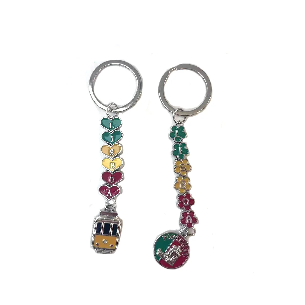 Lisboa new arrival  keychain custom logo  metal cute letter bus love shape souvenir tourist zinc alloy  charming  key chain