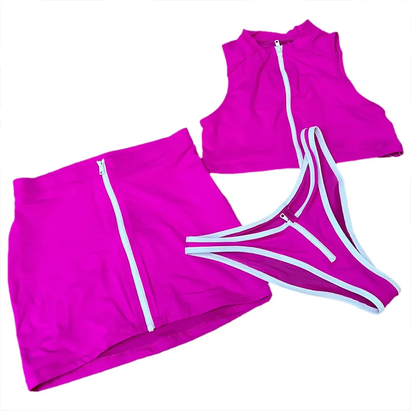 HL designer fashion high quality two piece bikini set women wholesale high waist neoprene swimwear solid logo custom swimsuit