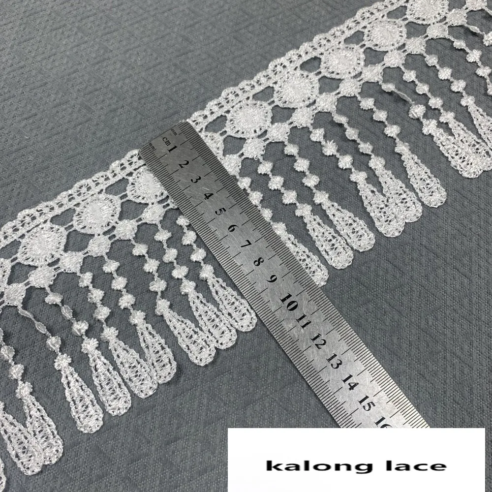 Width 14 cm Polyester Embroidered Soft Mesh Milk Silk Lace White Tulle Lace Trim for Garments Bridal Dress