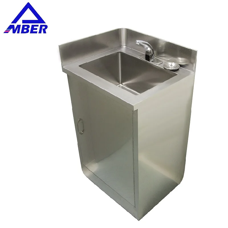 Hospital Equipment Medical Machine and Accessories Hand Washing Station 3 Person Stainless Steel Sink with LED Mirror