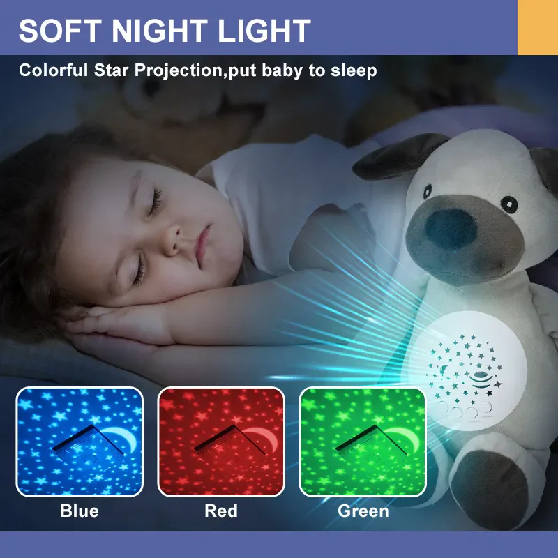 Hot sale dog toys animal electronic projector stuffed plush toy baby toys 2-4 year