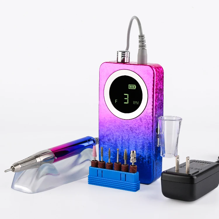 Customize Private Logo 35000rpm Cordless Professional Rechargeable Brushless Electric Portable Nail Drill E File Machine