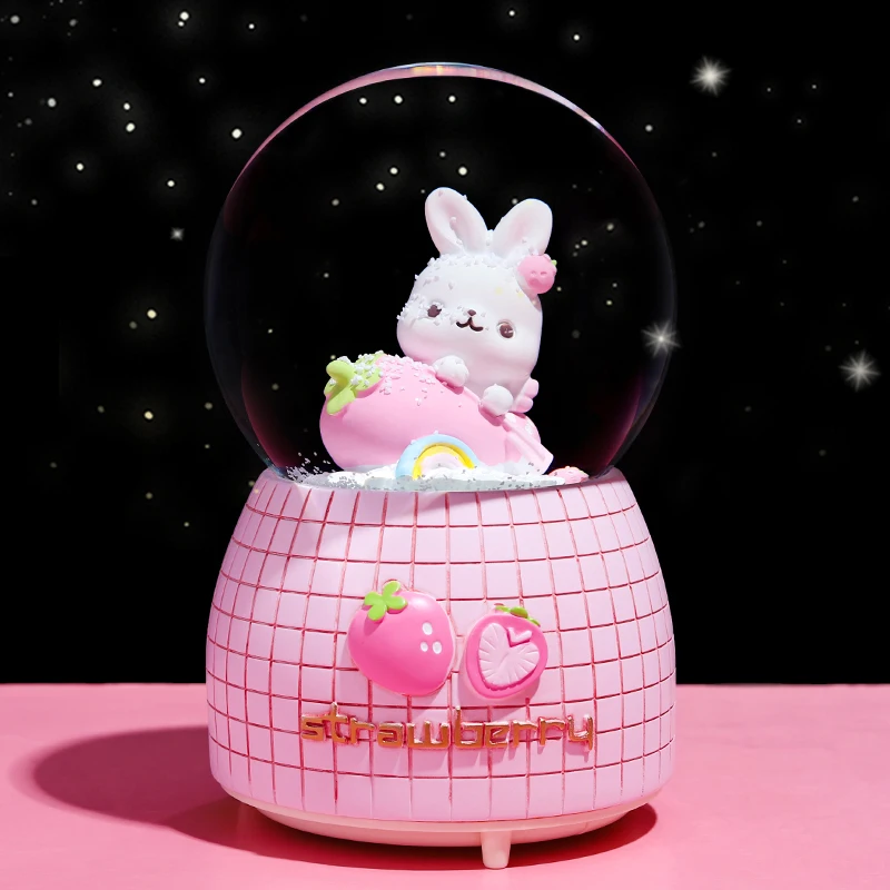 Музыкальная шкатулка Хрустальный шар снежинка шар музыкальная шкатулка подарок мальчик Девочка Клубника Кролик Хрустальный Шар
