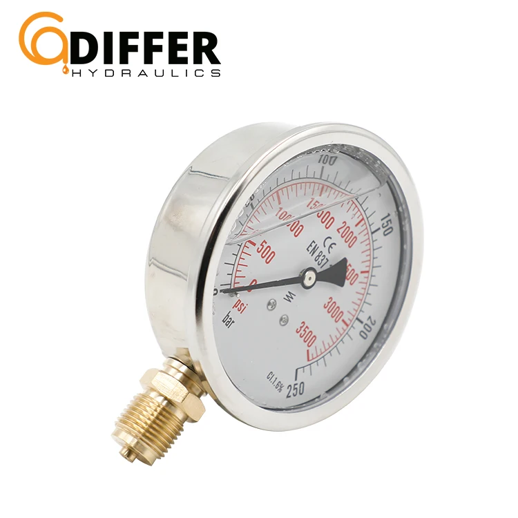 100mm High Pressure liquid oil Filled Gauge Brass bottom Connection liquid filled pressure gauge