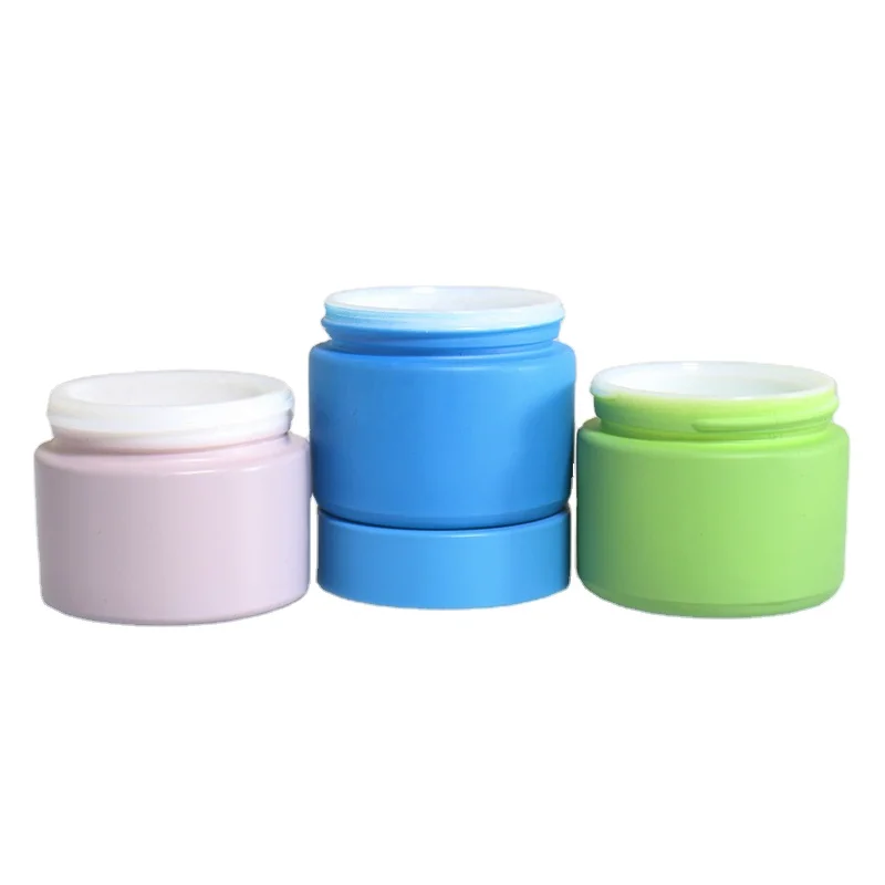 Luxury ceramic cream container light pink 50ml opal white glass cosmetic jar for skin care face mask