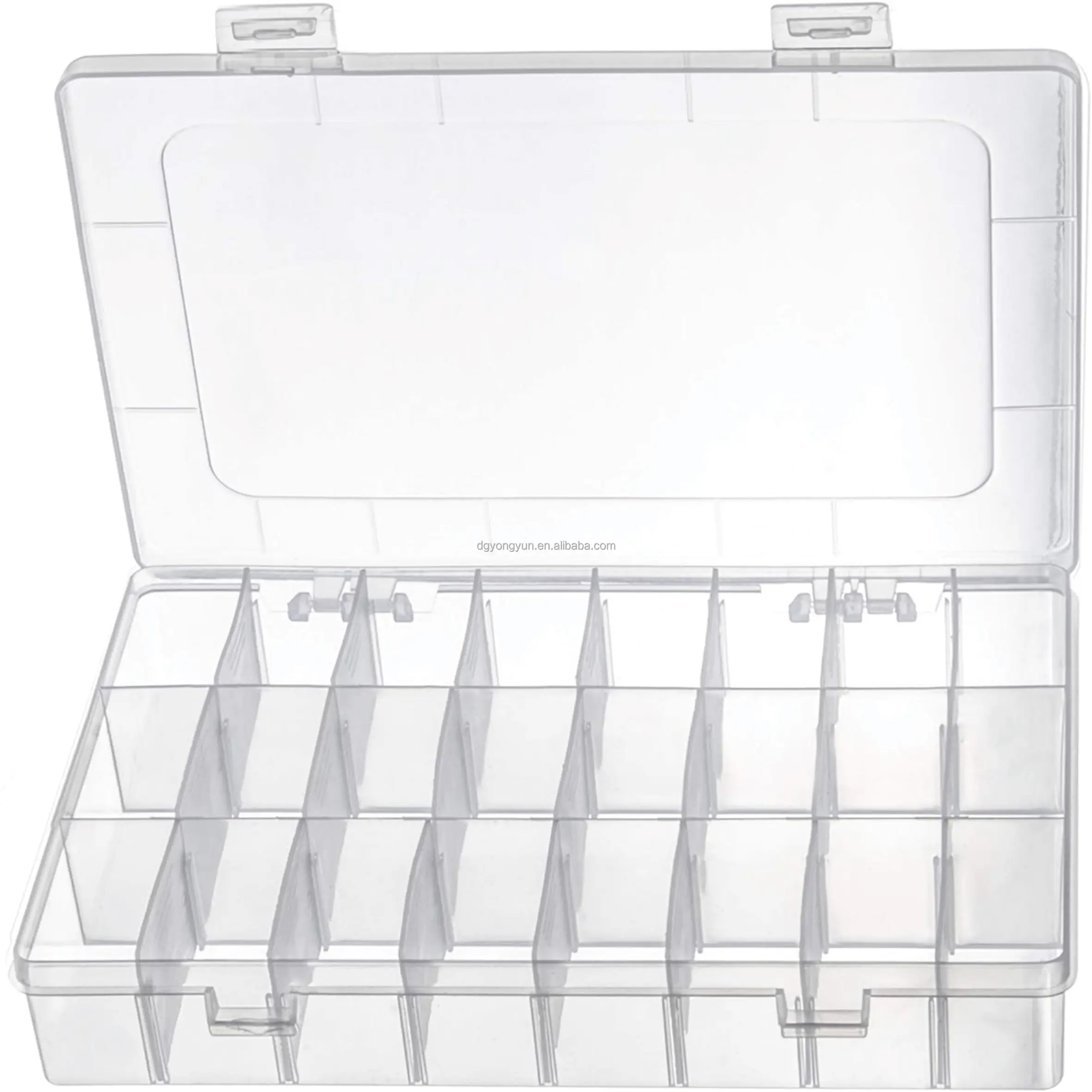 Small 24 Compartment Plastic Organizer with Adjustable Dividers, Clear Organizer, Jewelry . Fishing Gear. Small Parts. Organizer