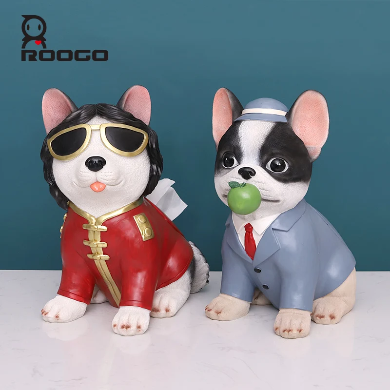 Roogo, звезда собаки, оптовая продажа, коробка для салфеток, украшение для рабочего стола, заводская цена, коробка для хранения бумаги из смолы, красивый Тип декора