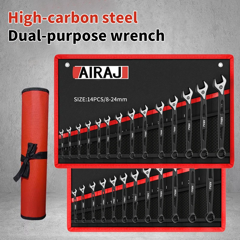 Open-ended combination wrench set gear ratchet wrench set dual-purpose wrench auto repair hardware tools