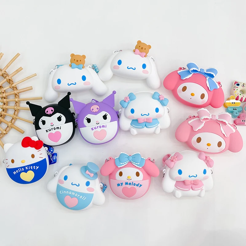 Портативная силиконовая наплечная сумка-мессенджер Sanrio миниатюрный брелок через плечо сумочка для мелочи девочек подарки детей и
