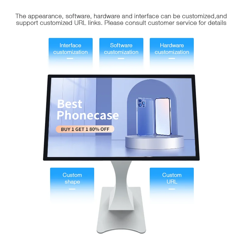 15.6 18.5 21.5 23.6 23.8 27 Inch Interactive smart panel lcd digital signage horizontal pc touch screen for floor standing kiosk