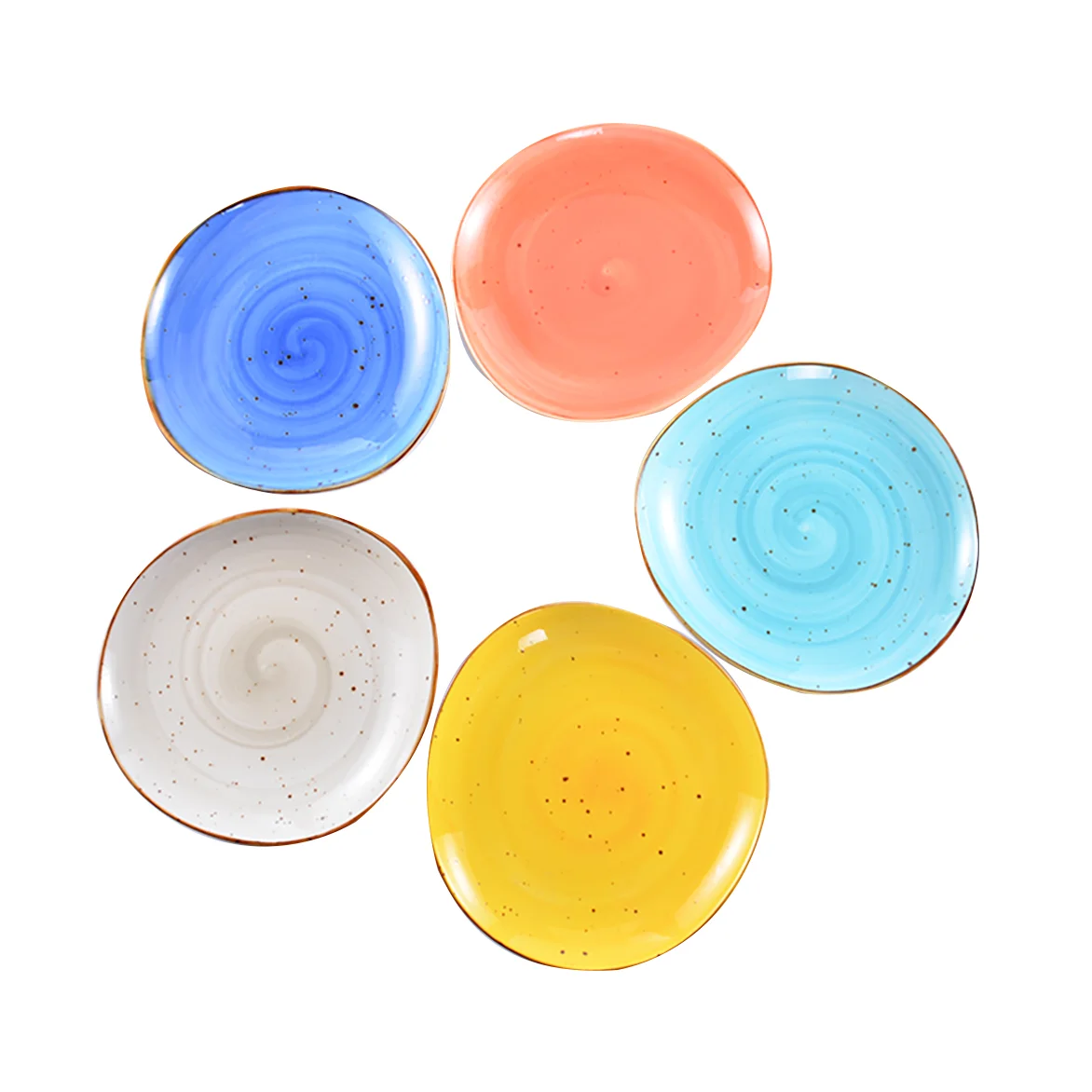 New Fancy Design Colorful Ceramic Porcelain Crockery Restaurant Dinner Assiette Dishes Plates For Sale