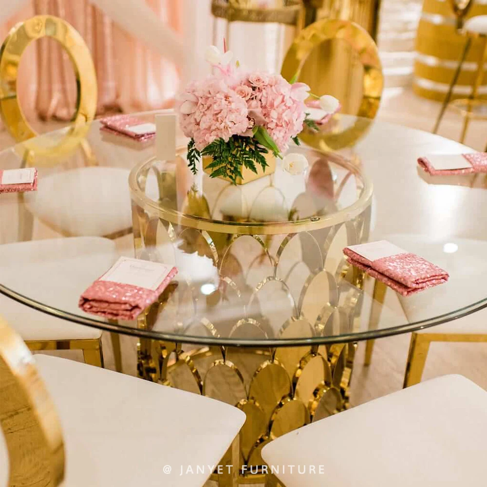 Hot Sale Simple Dining Room Glass Modern Gold Scale Lowes Round Table Top