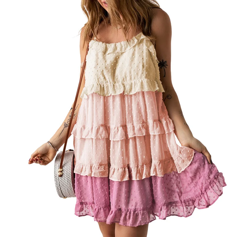 Suspender skirt European and American Foreign trade loose fashion off-shoulder dress