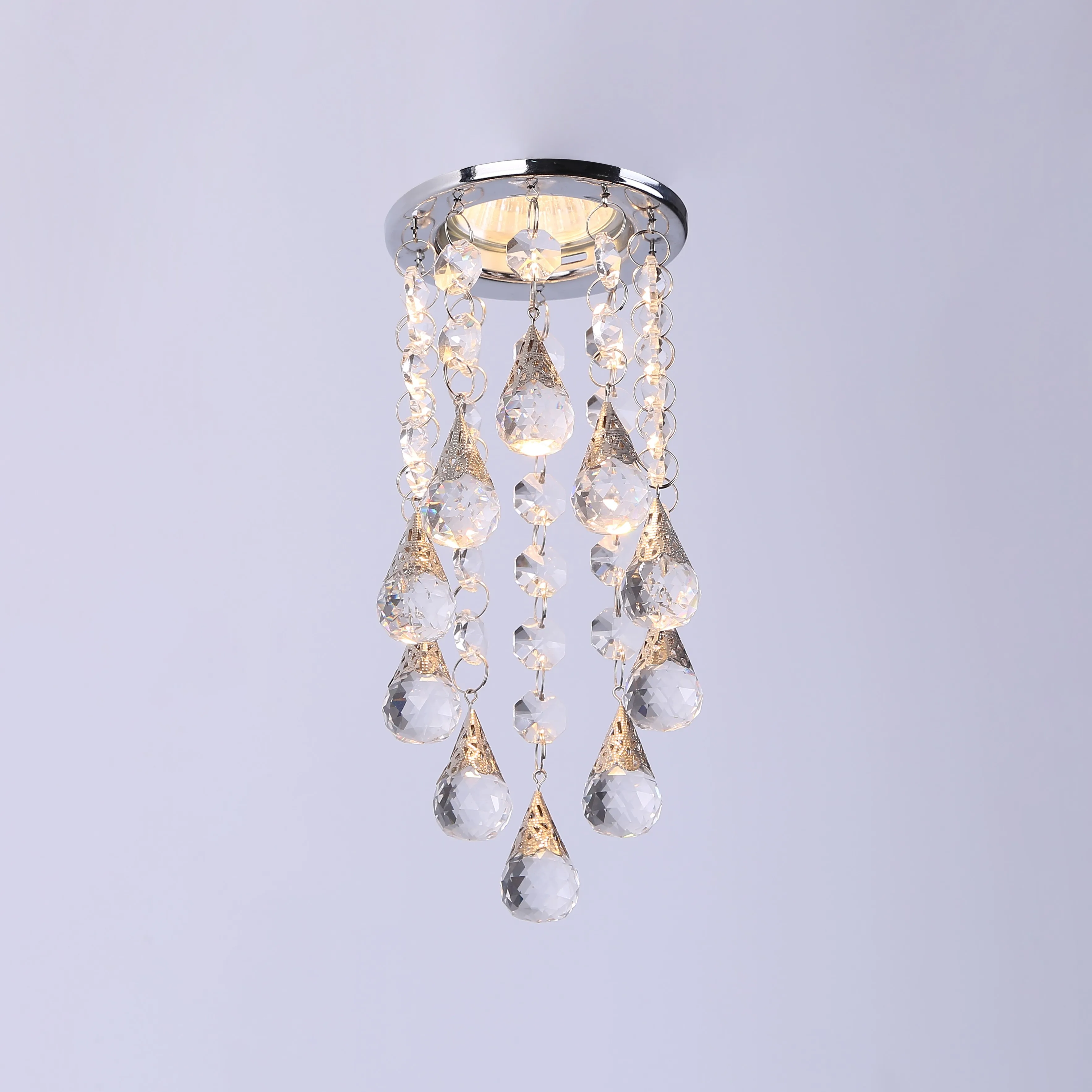 Mini crystal ceiling lights beads connected lamp GU10/MR16 recessed spot light