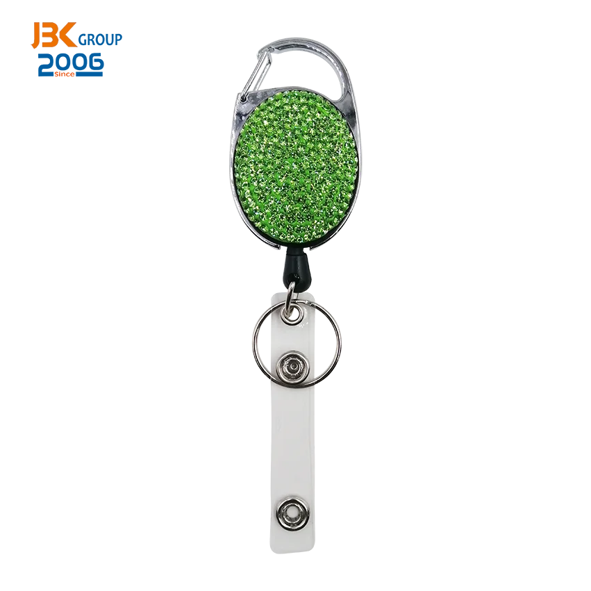 Metal Clip Key Ring Sublimation Retractable Badge Holder Reel for Medical Nurse Name Card Keychain Custom Glitter Rhinestone JBK