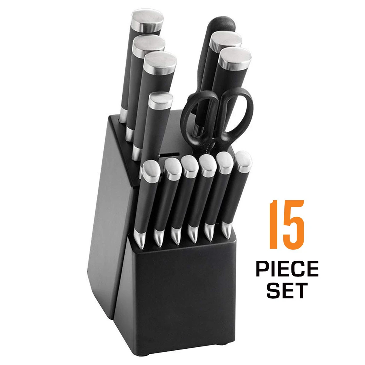 2023 Stainless Steel Knife Sets Sustainable Color Box Any Color Can Be Available 15 Pieces Kitchen Knife Set With Block Wooden
