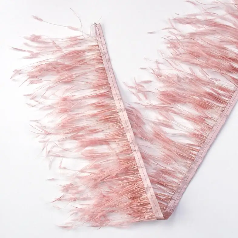 Top End DIY 10-15cm Colored Feather Fabric Lace Fluffy Ostrich Feather Fringe Trim