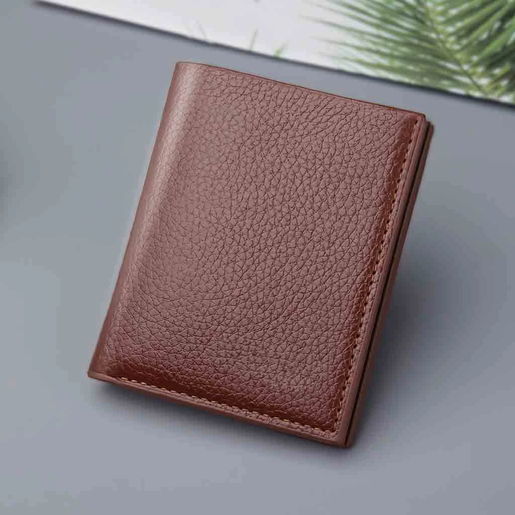  Винтажные мужские короткие кошельки из искусственной кожи мужской держатель для карт однотонные повседневный двухскладной кошелек с зажимом