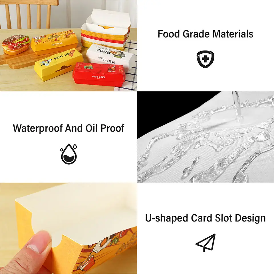Хот-дог бумажная коробка для хранения хрустящей кожи обжаренная крахмальная колбаса упаковочная запеченная сушеная фасоль творог сыр матовый
