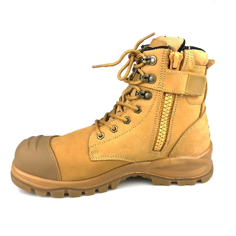 Australia Outdoor High Heel Men High Quality Stylish Yellow Nubuck Leather Steel Toe Safety Shoes