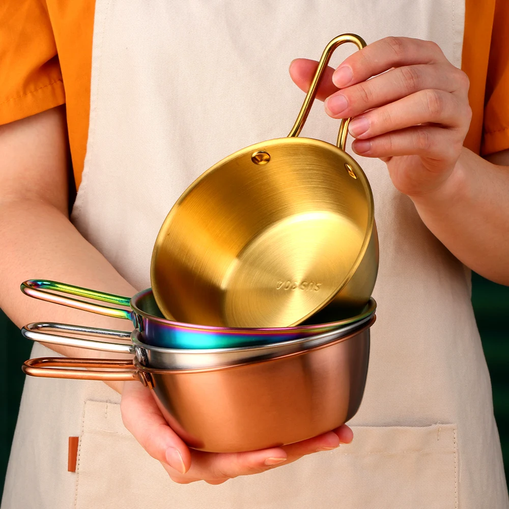 304 Stainless Steel Cooking Seasoning Sauce Korean Mixing Bowl Cups Rice Wine Bowl with Handle