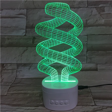 Unique Spiral Lamp 3D LED Night Light, Newest Acrylic Light Bilb Night Lamp With Speaker, Creative Wireless Speaker Nightlight