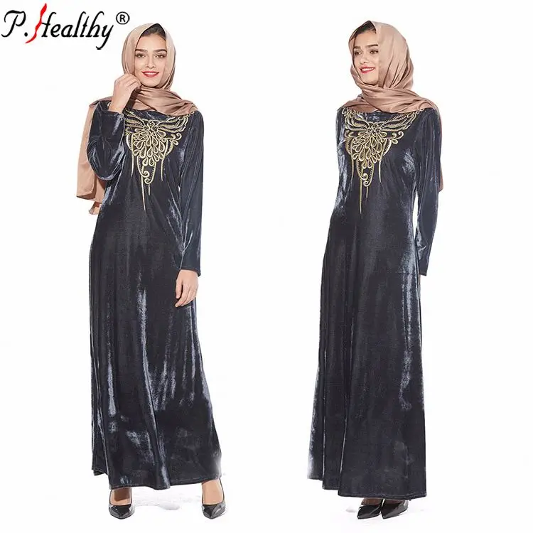 2020 USA latest design muslim Middle Eastdress soft velvet dress abaya