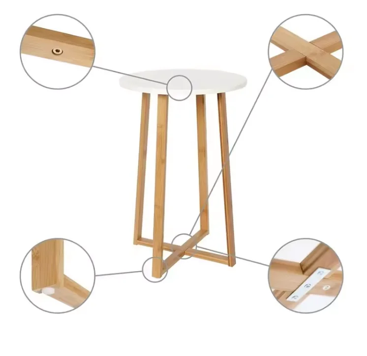 Cheap modern wood space saving small round side coffee table designs bamboo nordic white coffee bar table decor living room
