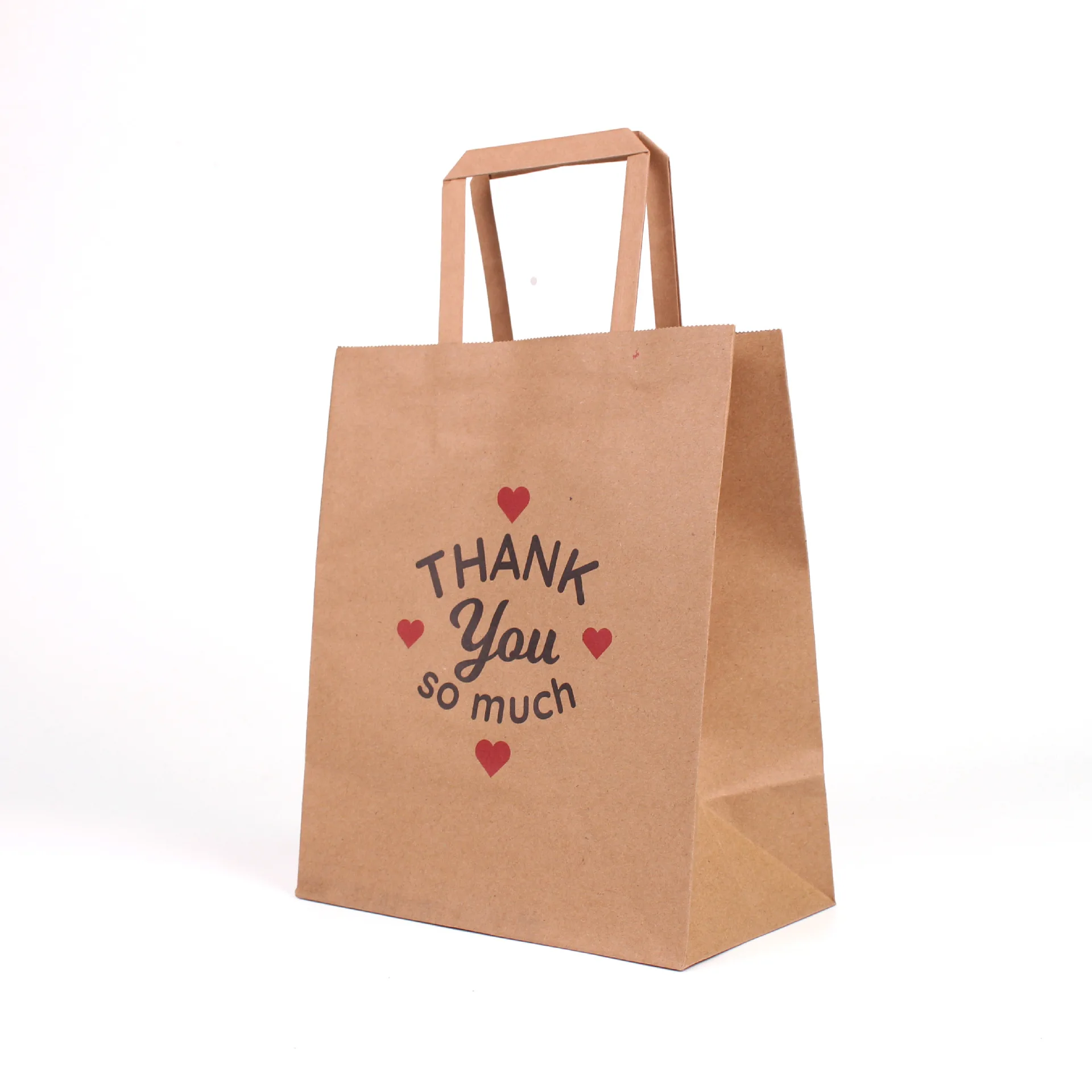 Factory Price Custom Logo Printed Take Away Kraft Craft Bolsa De Papel Paper Bag With Flat Handle