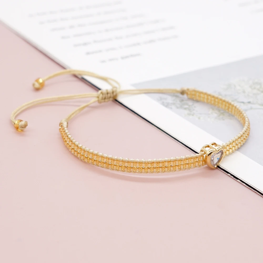 Go2boho Gold Miyuki Beads Loom Handmade Bracelets Zircon Love Heart Charm Bracelet Women Jewelry Set New In Fashion Trendy GIft